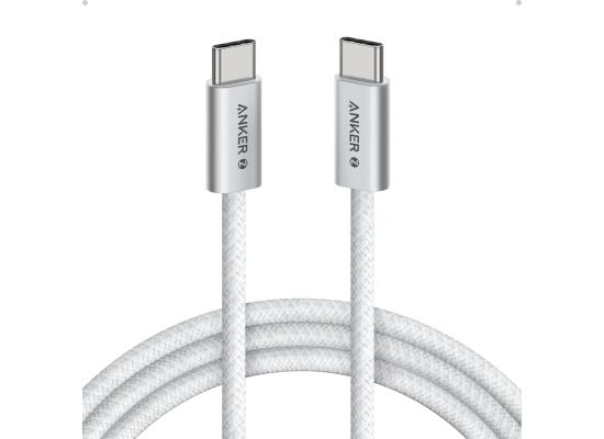 Anker Zolo 240W USB Type-C to USB Type-C Cable, Braided and Dirt-Free Type C Fast Charging 1.8m Cable - White